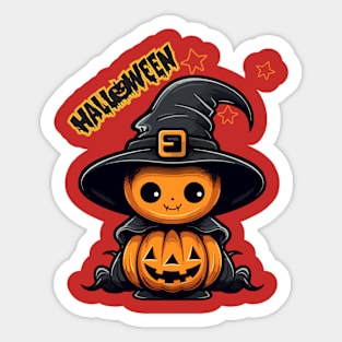 Cute little pumpkin witch Sticker